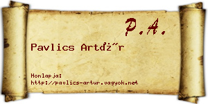 Pavlics Artúr névjegykártya